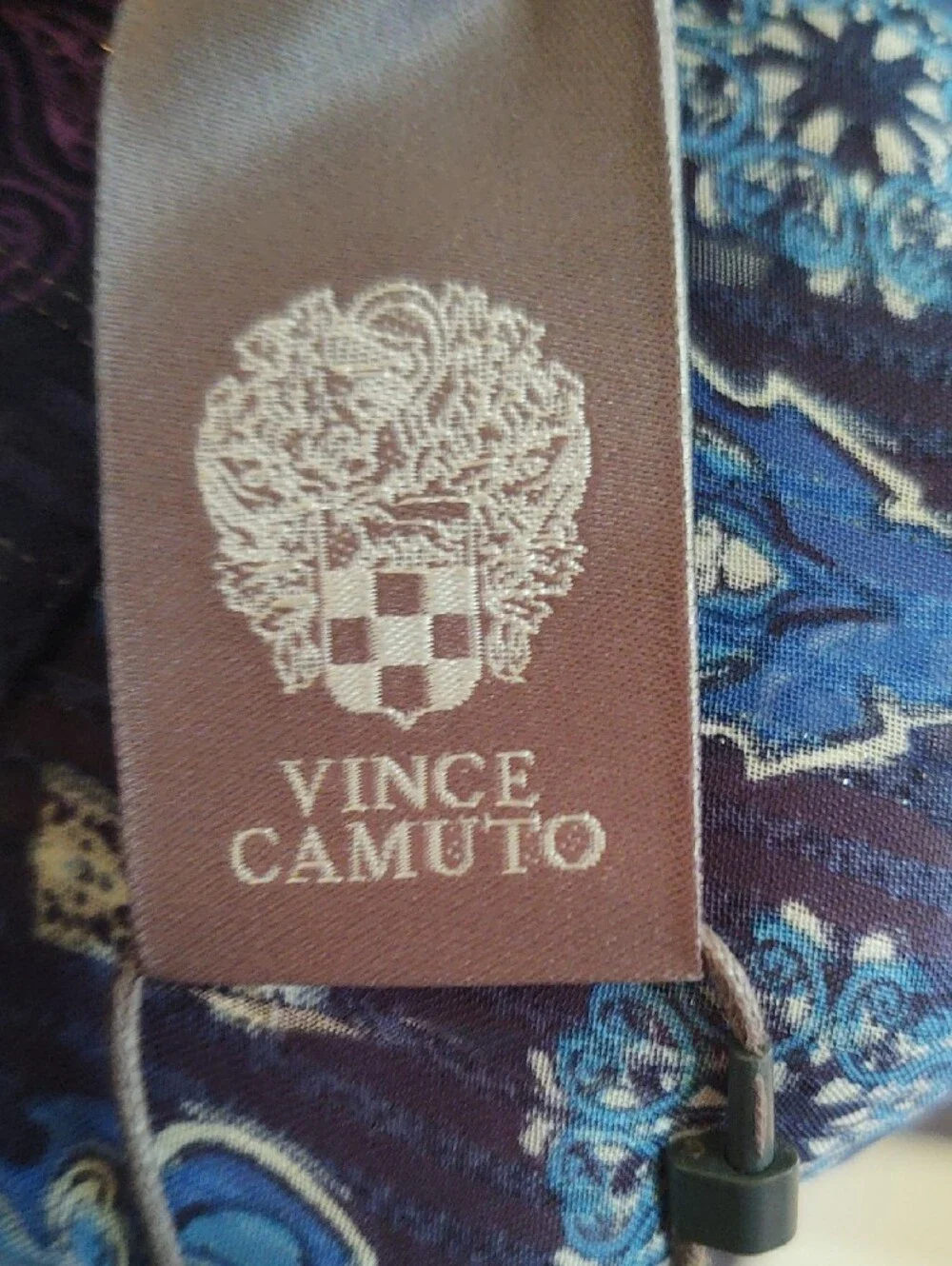 Vince Camuto Blue and White Paisley Border Scarf